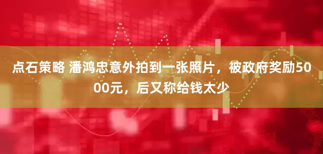 点石策略 潘鸿忠意外拍到一张照片，被政府奖励5000元，后又称给钱太少